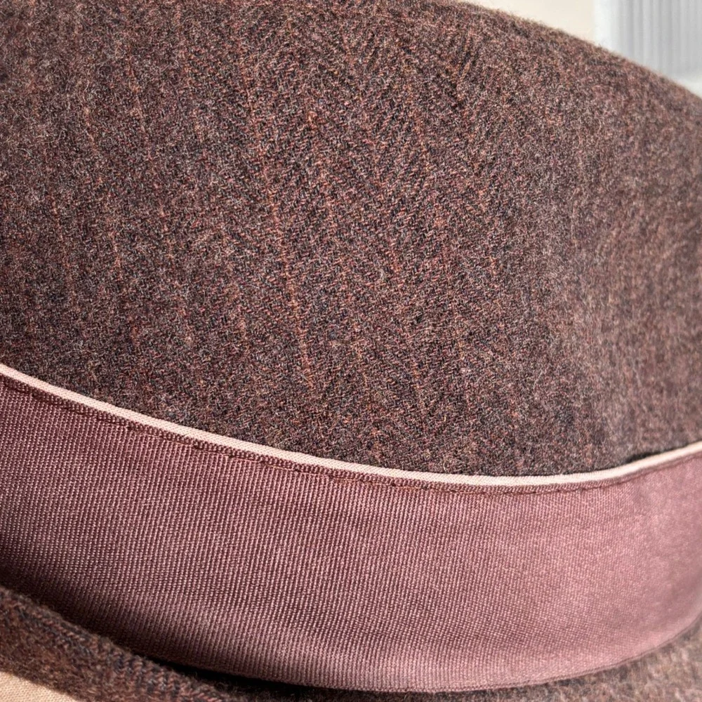 Stetson Mens Brown Wool Blend Pinstripe Fedora Hat Small Medium S/M Trilby